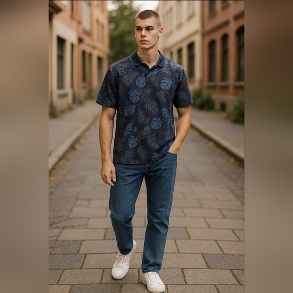 *NWT* Steel & Jelly Navy Tropical Polo Size XL - Picture 5 of 5